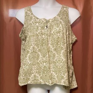 A.L.C. Green and White Damask Tank Top